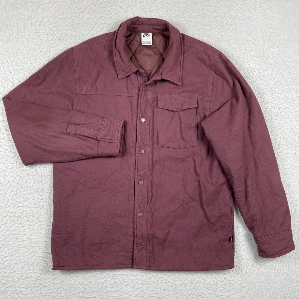 Nike SB Shirt Jacket Mens‎ Medium Burgundy Quilted Therma-FIT Shacket DA4246-646